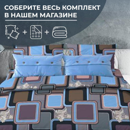 Простыня 1,5-спальная, бязь "Комфорт" (Лабиринт, василек)