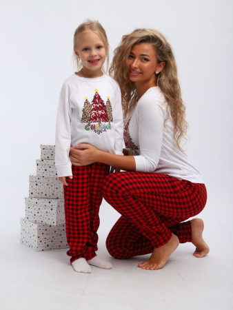 Пижама женская, модель 162, трикотаж (Нарядные ёлочки)