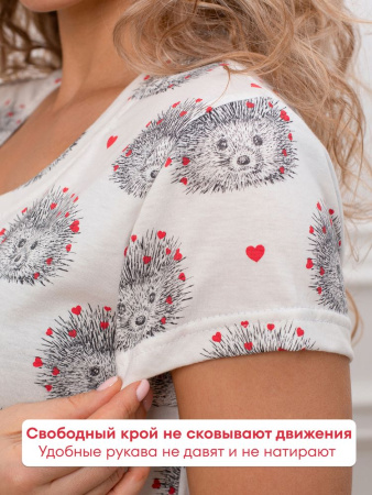 Сорочка ночная женская,мод. 450,трикотаж (Ёжики)