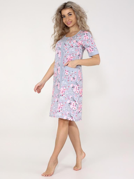 Халат женский, модель 124,трикотаж  (Розы)