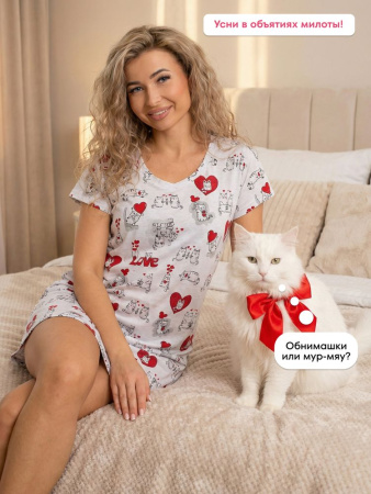 Сорочка ночная женская,мод. 450,трикотаж (Котики)