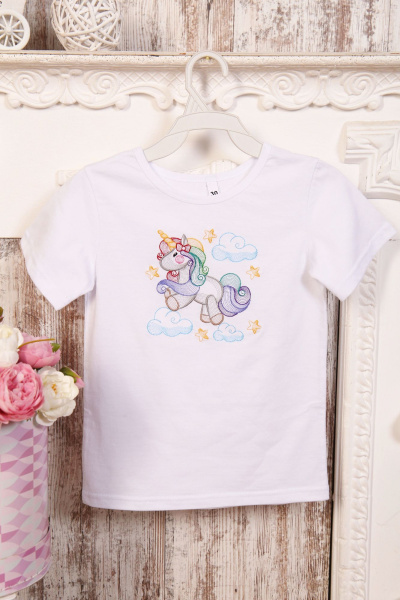 Футболка для девочки, модель 322, трикотаж (Единорожка в облаках)