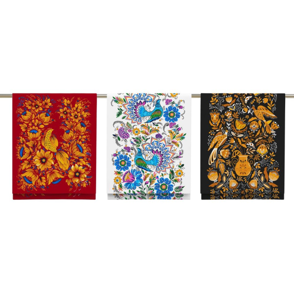 Комплект полотенец 48*60 см, 3 шт., рогожка (Народные мотивы)