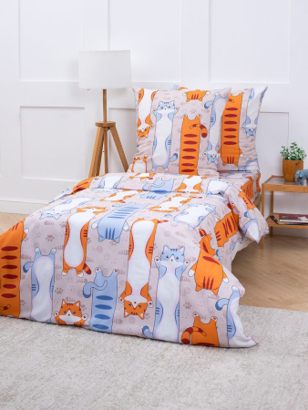 Комплект постельного белья 1,5-спальный, бязь "Комфорт", детская расцветка (Кот батон)