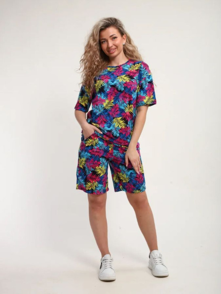 Костюм женский, модель 176, трикотаж (Пальмы)