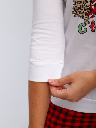 Пижама женская, модель 162, трикотаж (Нарядные ёлочки)