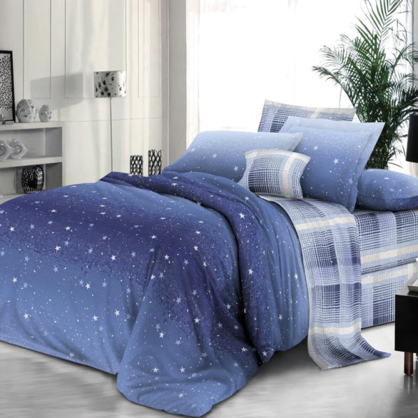 Наволочка 70*70 см, на молнии, поплин (Ночное небо (компаньон))