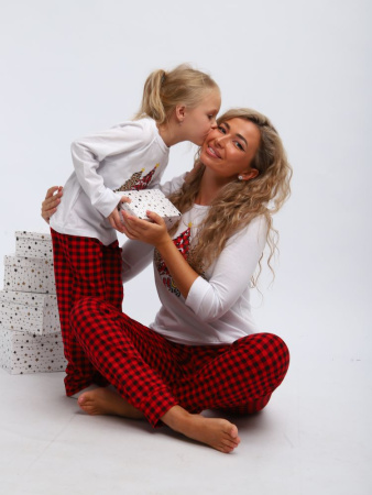 Пижама женская, модель 162, трикотаж (Нарядные ёлочки)