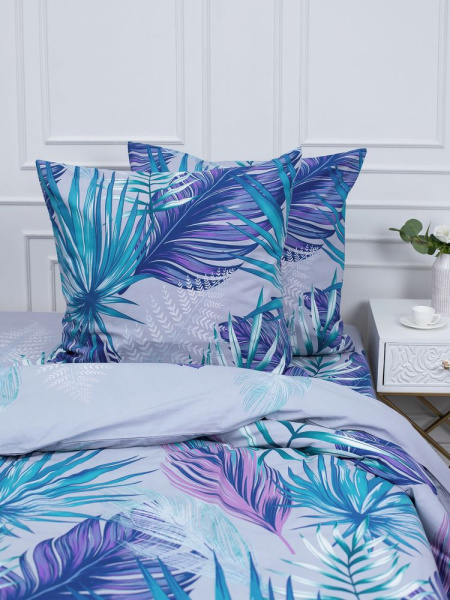 Комплект постельного белья 2-спальный с Евро простыней, перкаль (Мира, серый)