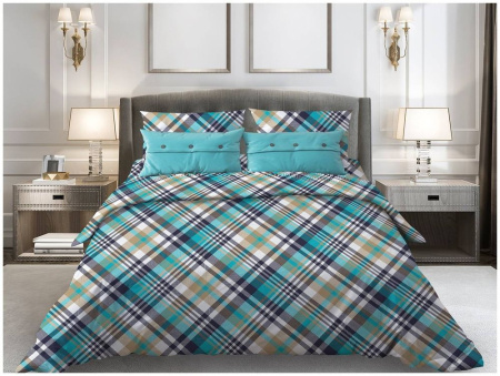 Простыня 2-спальная, бязь "Комфорт" (Лондон, бирюзовый)