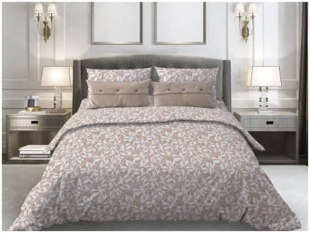 Простыня 1,5-спальная, бязь "Комфорт" (Вьюнок, бежевый)