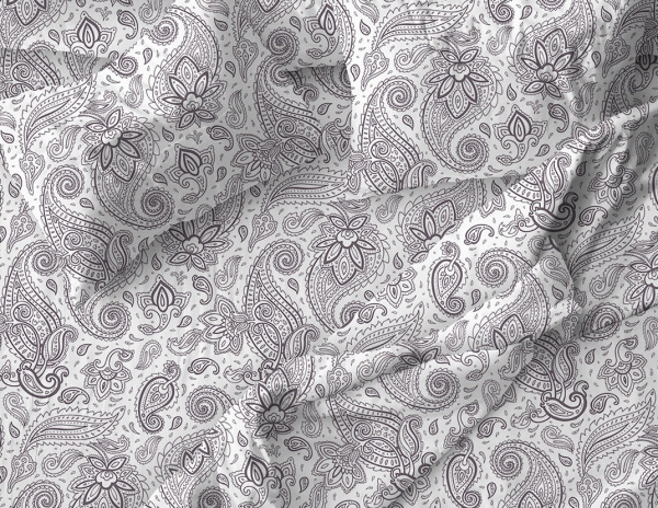 Простыня на резинке 090*200 см, бязь "Комфорт 150 см", борт 25 см (Восточные огурцы, белый)