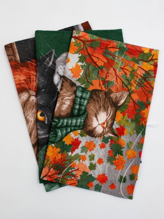 Комплект полотенец 48*60 см, 3 шт., рогожка (Котики)