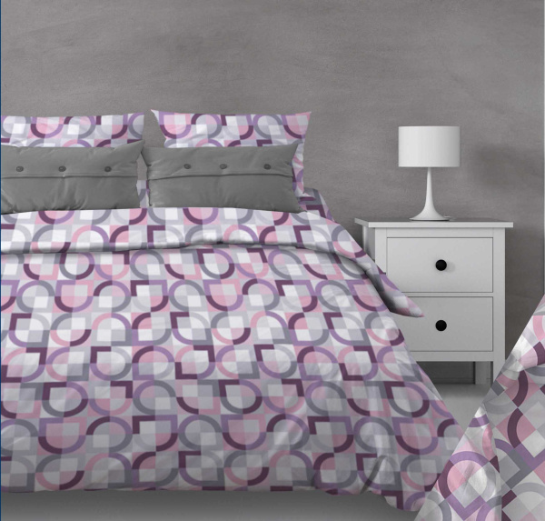 Пододеяльник 1,5-спальный, с вырезом "ромб", бязь "Комфорт" (Диалог, розовый)