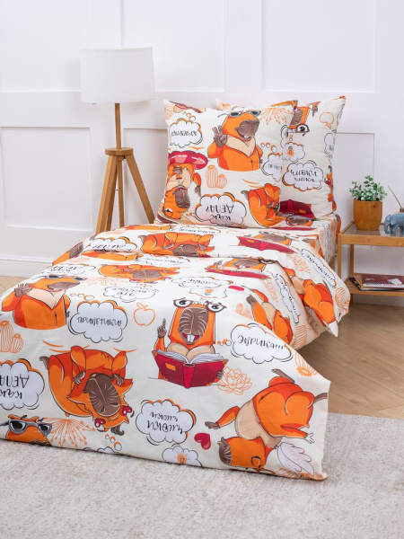 Наволочка 60*60 см, бязь "Комфорт", детская расцветка (Капибара)