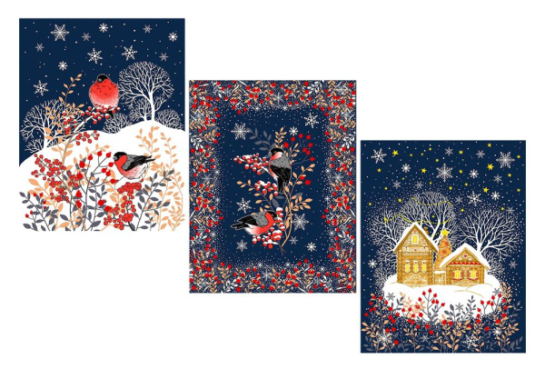 Комплект полотенец 48*60 см, 3 шт., рогожка (Колядки)