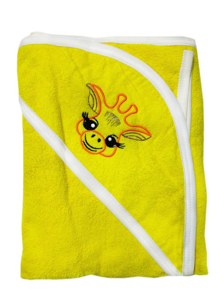 Махровое полотенце детское "Уголок" 95*95 с вышивкой (Желтый)