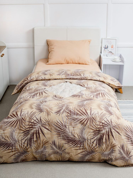 Пододеяльник 1,5-спальный, с вырезом "ромб", бязь "Комфорт" (Тропикана, бежевый)