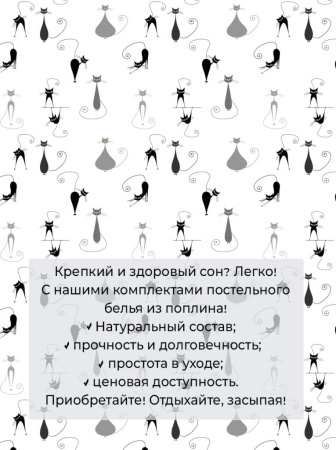 Пододеяльник Евромакси 240*220 см, на молнии, поплин (Кошечка (основа))