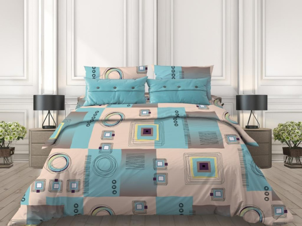 Наволочка 70*70 см, бязь "Комфорт" (Графика, бирюзовый)