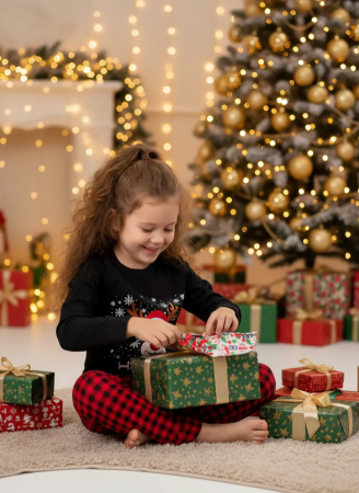 Пижама детская, модель 324, трикотаж (Олень Хо-хо-хо)