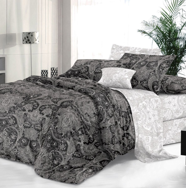 Простыня Евро 240*220 см, сатин "Престиж" (Нуар (компаньон))