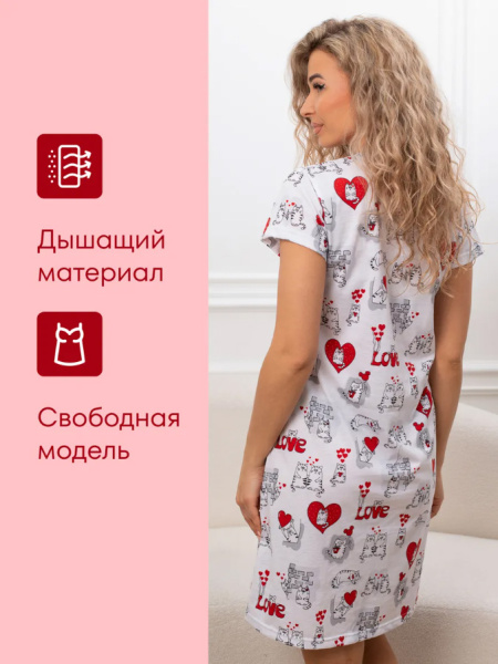 Сорочка ночная женская,мод. 450,трикотаж (Котики)