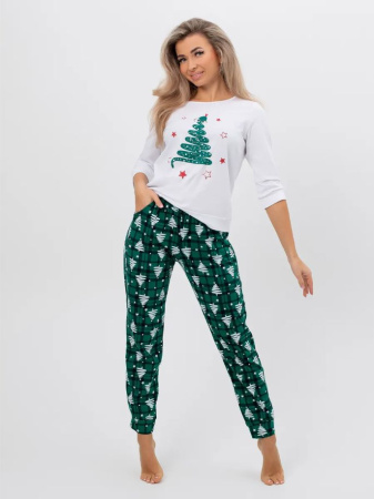 Пижама женская, модель 162, трикотаж (Змейка, зелёный)