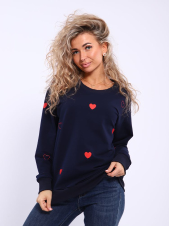 Свитшот женский, модель 173, трикотаж (Романтика, темно-синий)