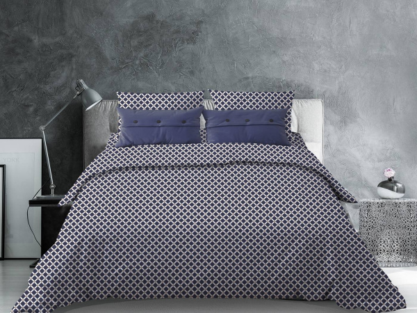 Пододеяльник 2-спальный, с вырезом "ромб", бязь "Комфорт" (Виши, темно-синий)