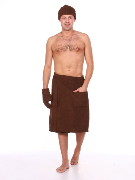 Комплект для сауны мужской,100% хлопок (Шоколад)