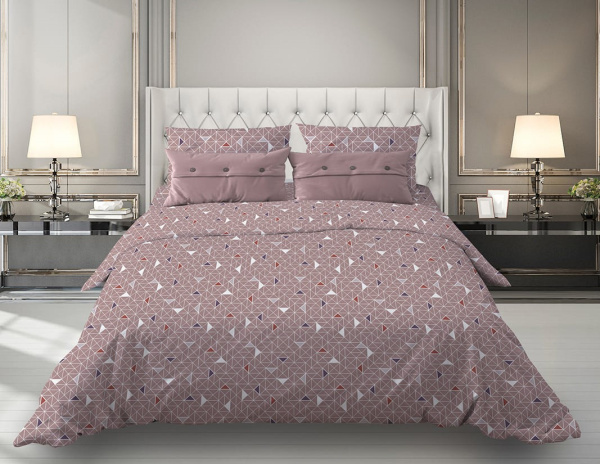 Простыня на резинке 090*200 см, бязь "Комфорт", борт 25 см (Треугольники, мокко)