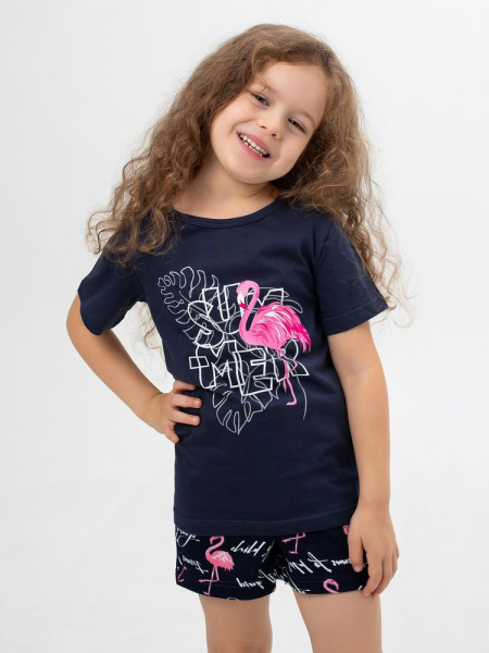 Пижама детская, модель 326, трикотаж (Фламинго, синий)