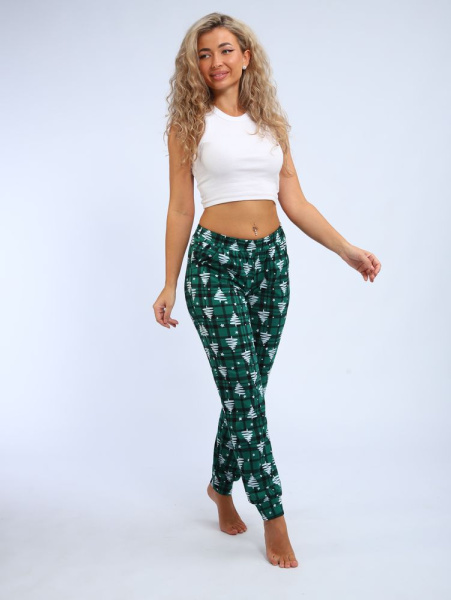 Брюки женские, модель 162, трикотаж (Елочка, зеленый)
