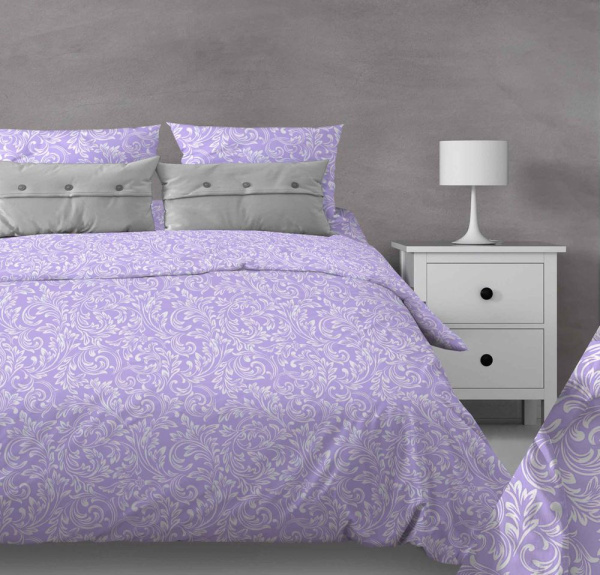 Наволочка 40*60 см, бязь "Комфорт" (Завиток, лавандовый)