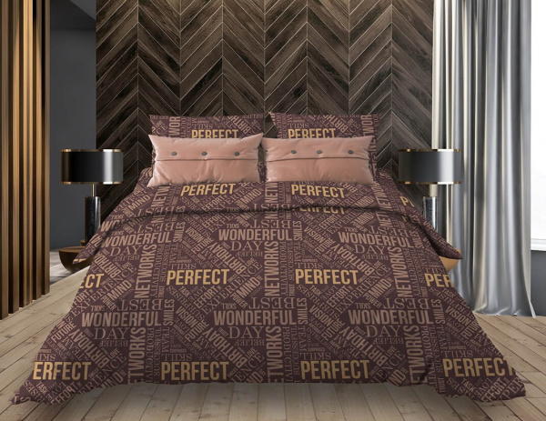 Пододеяльник 1,5-спальный, с вырезом "ромб", бязь "Комфорт" (Перфект, коричневый)