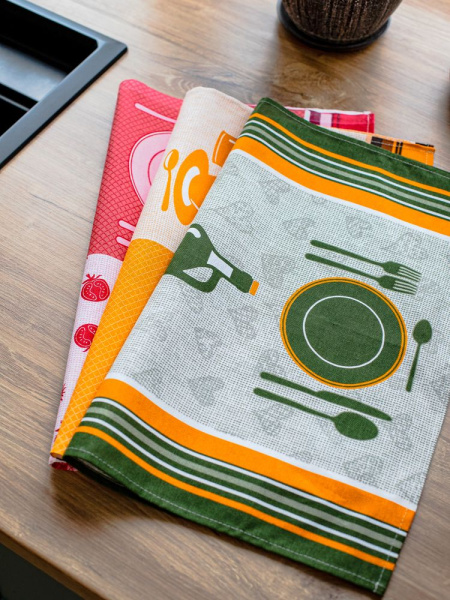 Комплект полотенец 48*60 см, 3 шт., рогожка (Готовим дома)