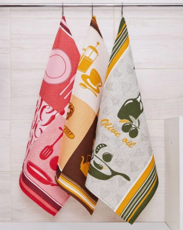 Комплект полотенец 48*60 см, 3 шт., рогожка (Готовим дома)