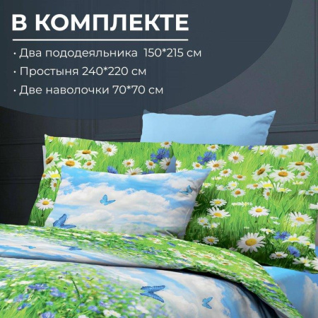 Комплект постельного белья Семейный, бязь  ГОСТ (Русское поле 3 D)