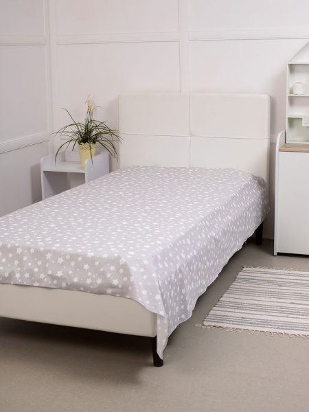 Простыня 1,5-спальная, перкаль, детская расцветка (Звёзды)
