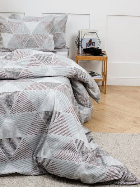 Пододеяльник 1,5-спальный, с вырезом "ромб", бязь "Комфорт" (Галактика, шоколад)