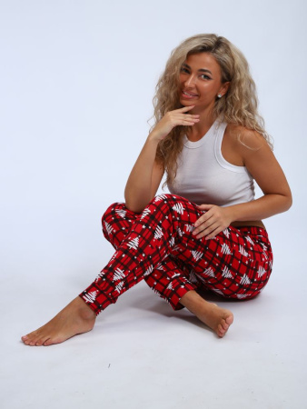 Брюки женские, модель 162, трикотаж (Елочка, красный)