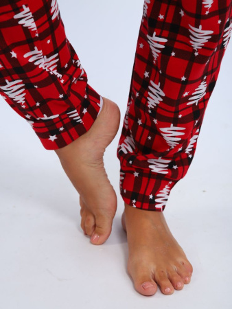 Брюки женские, модель 162, трикотаж (Елочка, красный)