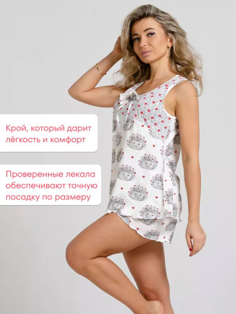 Пижама ночная женская, модель 440, трикотаж (Ёжики)
