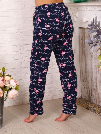 Брюки пижамные женские, модель 162М, трикотаж (Фламинго, синий)