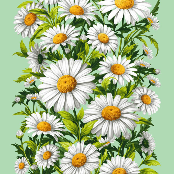 Полотенце 50*60 см вафельное (Ромашки, зеленый)