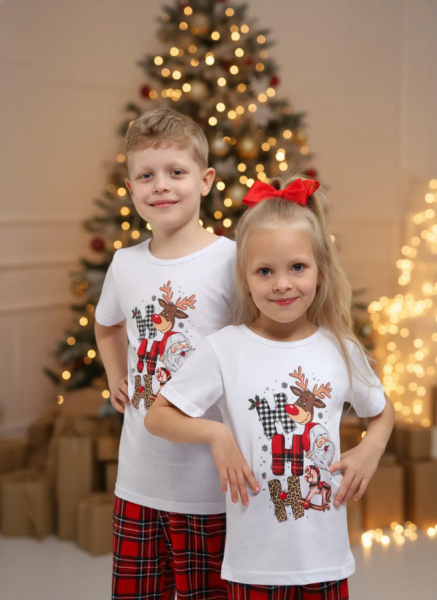 Пижама детская, модель 328, трикотаж (Новый год)