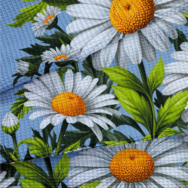 Полотенце 50*60 см вафельное (Ромашки, синий)