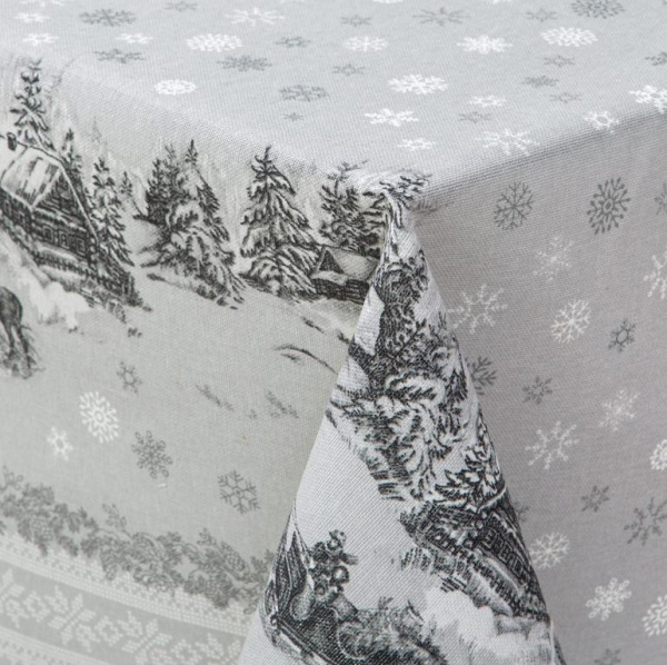 Скатерть 150*150 см, рогожка (Сочельник, цвет льна)