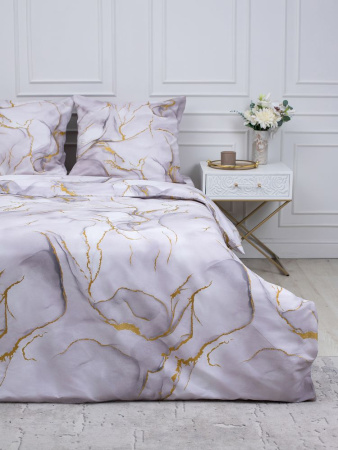 Пододеяльник Евромакси 240*220 см, перкаль (Мраморный узор, сиреневый)